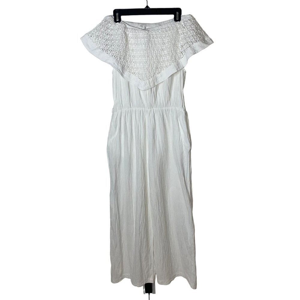 Leisure Living By Alice Martin Vintage Womens Jumpsuit Size M White Crochet Lace